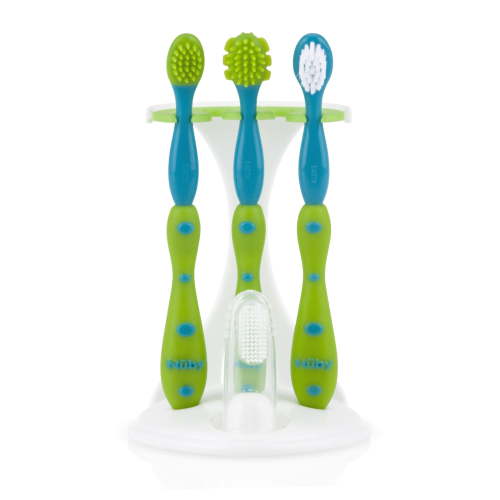 Nuby Blue & Green 4-Stage Oral Care Set with Stand