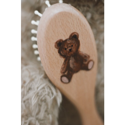 Teddy Hand Painted Wooden Baby Hair Brush | Custom Baby Gift | Custom, Personalized Baby Brush | Baby Shower Gift | Baby Keepsake Gift
