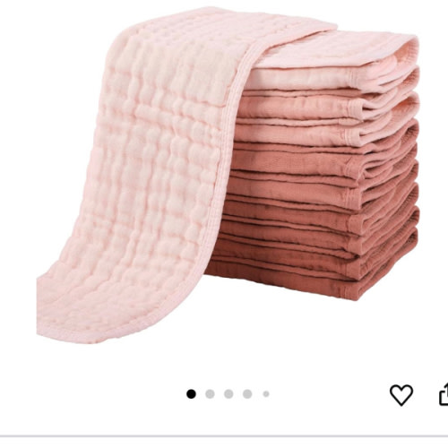 Yoofoss Muslin Burp Cloths for Baby 10 Pack 100% Cotton Baby Washcloths for Boys Girls Large 20''X10'' Super Soft and Absorbent Gradient Pink