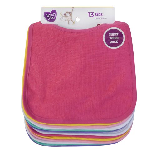 Parent's Choice Terrycloth Feeding Baby Bib, 13pk Girls - Pink Multi