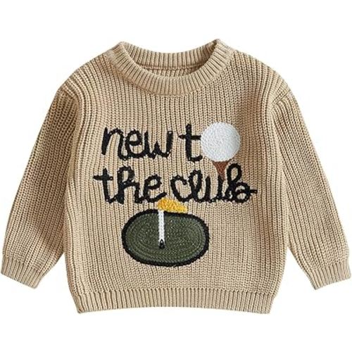 Toddler Baby Boy Girl Golf Outfit New to The Club Golf Knit Sweater Knitwear Pullover Top Fall Winter Clothes