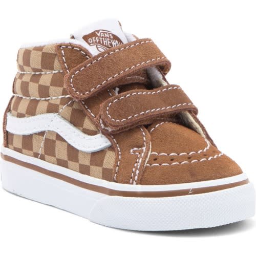 Baby, Walker & Toddler Kids' Sk8-Mid Reissue Sneaker, 10 M, Checkerboard Brown/ White