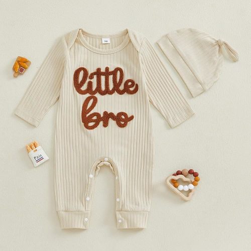 Amazon.com: pengnight Newborn Baby Boys Girls Romper Long Sleeve Lil Bro Letter Print Solid Color Bodysuit Jumpsuit (H-apricot, 0-3 Months): Clothing, Shoes & Jewelry