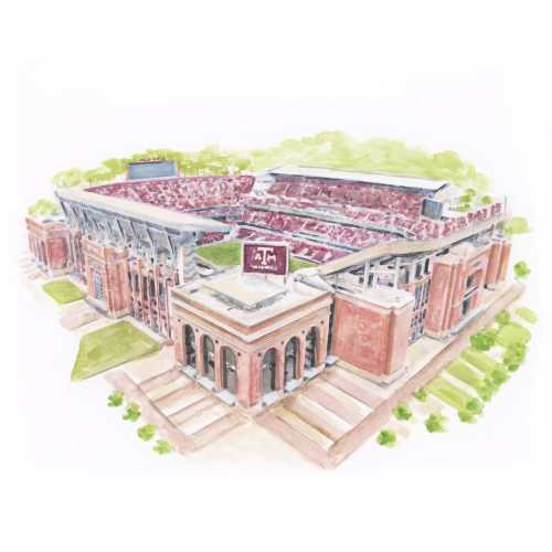 Kyle Field Artwork Texas A&M Football Art Gift Aggie Dorm Print of Kyle Field Keepsake Office Artwork Texas Aggie Football Stadium
