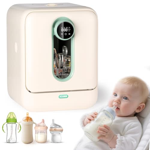 ICUIRE Baby Bottle Washer, Sterilizer & Dryer Pro, Newborn Essential for Parents One-Hand Operation, 4 Sterilize Modes for Baby Stuff, 3.2L Water Tank for Clean Bottles, Pump Part &Pacifiers, Baby Toy