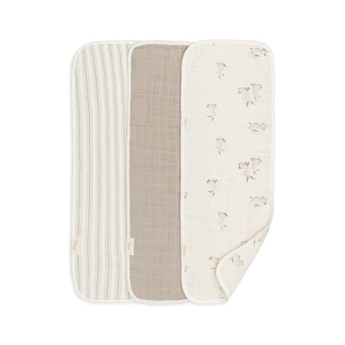 CRANE BABY 3-Pack Assorted Organic Cotton Burp Cloths Set, White