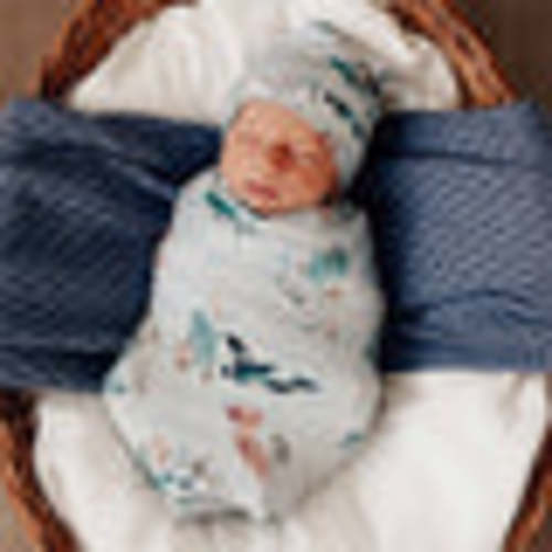 Whale Organic Baby Swaddle & Beanie Set For Boys and Girls | Snuggle Hunny