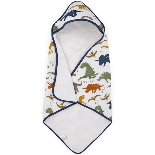 Little Unicorn Premium Infant Hooded Bath Towel| Soft & Absorbent Cotton & Terry Fabric for Newborns (Dino Friends)