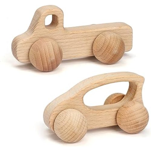 TOY Life Wooden Toys Cars, Montessori Toys for Babies 0-6-12 Months, Rattle Toy Cars for Toddlers 1-3, Christmas Wooden Baby Toys Gift 1 Year Old, Baby Boy Nursery Decor, 1 Year Old Boy Birthday Gift