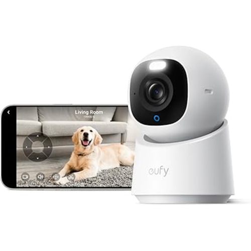 eufy Indoor Cam E30, Latest Generation, 4K UHD Security Camera, Pet/Dog/Baby Camera with Phone app, Color Night Vision, Human/Pet Auto Tracking, 360 Pan-Tilt, Works with Homekit