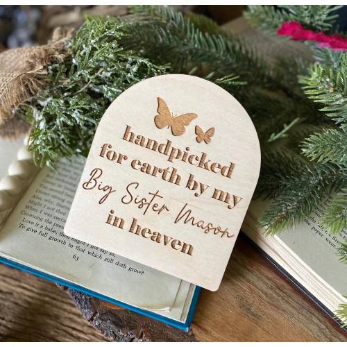 Handpicked for Earth By, Birth Announcement Sign, Handpicked for Earth by my Sister in Heaven, Rainbow Baby Pregnancy Announcement Sign