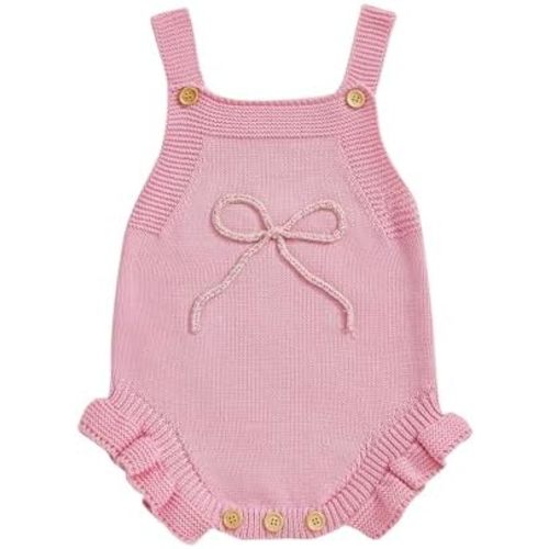 Newborn Baby Girl Knit Overall Sleeveless Strap Halter Sweater Romper One Piece Bodysuit Jumpsuit Summer Clothes