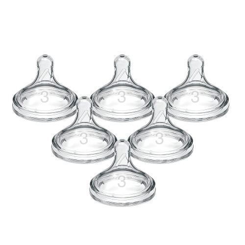 Dr. Brown's Natural Flow Level 3, Wide-Neck Baby Bottle Nipple, Medium-Fast Flow, 6m+, 100% Silicone, 6 Pack
