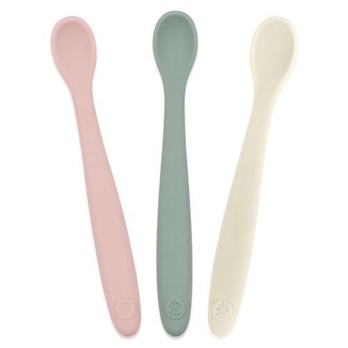 WeeSprout Silicone Baby Spoons - First Stage Infant Feeding Utensils With Soft-Tip, Bendable Kitchenware for Parent & Self-Feeding, Ultra-Durable, Dishwasher Safe, Travel Case, Set of 3