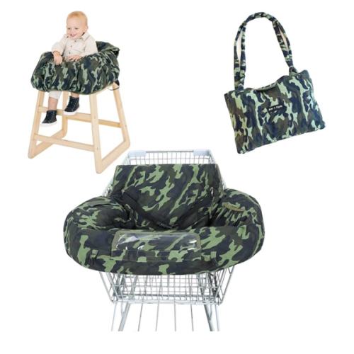 Shopping Cart Cover for Baby - High Chair Cover for Restaurant 7 in 1 Fold & Carry Cotton Padded, Grocery Cart Cover for Toddler - Infant Cart Hammock w/Phone Pocket Machine Washable (Camouflage)