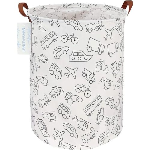 LANGYASHAN Laundry Basket Canvas Fabric Collapsible Organizer Basket for Storage Bin Toy Bins Gift Baskets Bedroom Clothes Children Nursery Hamper (Vehicle)