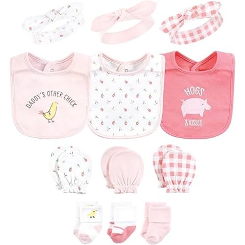 Hudson Baby unisex-baby Caps Or Headbands, Bibs, Mittens and Socks 12pc Set