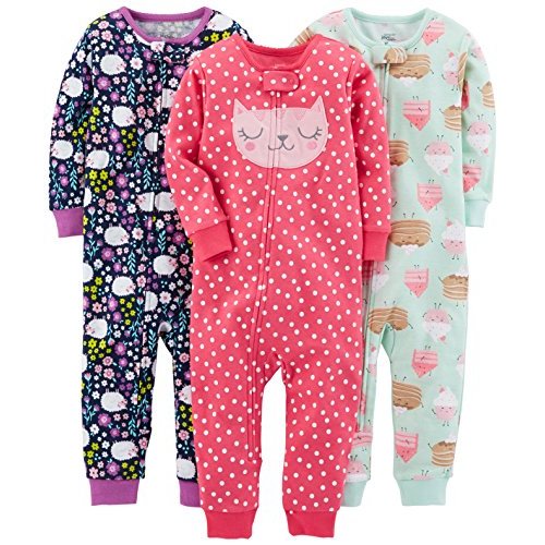 Simple Joys by Carter's Toddlers and Baby Girls' Snug-Fit Footless Cotton Pajamas, Pack of 3