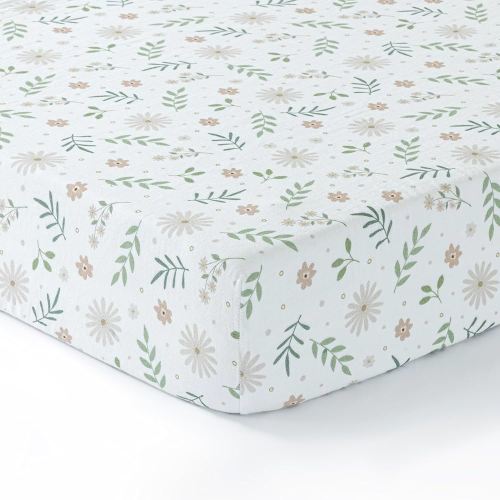 Muslin Crib Sheet, 1-Pack for Boys, Girls, 100% Cotton Crib Sheets Fitted for Standard Cribs and Toddler Beds, Toddler Bed Sheets, 28x52 Standard Crib Sheet | Flowers