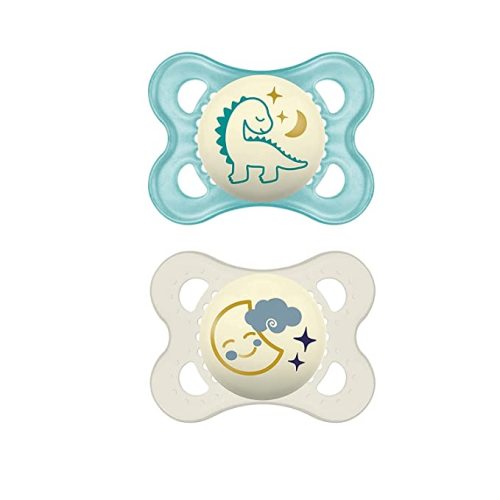 MAM Original Day & Night Baby Pacifier, Nipple Shape Helps Promote Healthy Oral Development, Glows in The Dark, 0-6 Months, Baby Boy, 2 Count - 1 Count (Pack of 2) - Animal Print