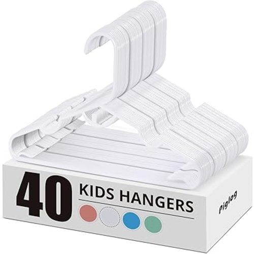 Baby Closet Hanger, 11.4' White Kids Hangers 40 Pack of Plastic Baby Hangers Stackable Kids Plastic Hangers on Children's Clothes Closet Child Hangers for Toddler and Infant