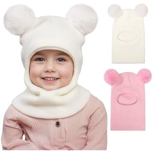 ENBAOHUI Baby Winter Hat Scarf 2 Packs Toddler Winter Hat Boys Girls Beanies for Kids Knit Warm Kids Beanie hat 1-6T