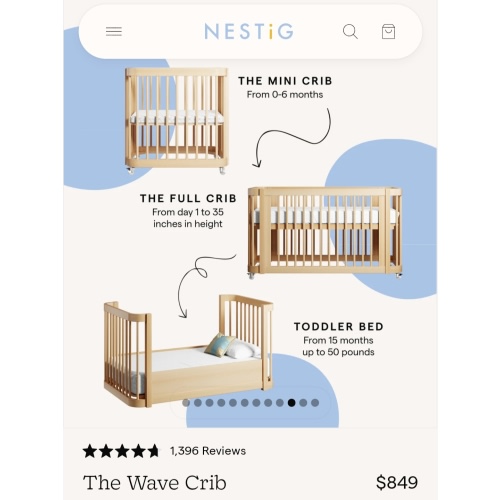 Nestig Wave Crib and Mattress Fund
