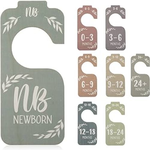 Lusofie 8Pcs Baby Wardrobe Divider For Clothing Organizer Cute Wooden Double-Sided Baby Clothes Dividers For Closet For Nursery Decor From Newborn To 24 Months.