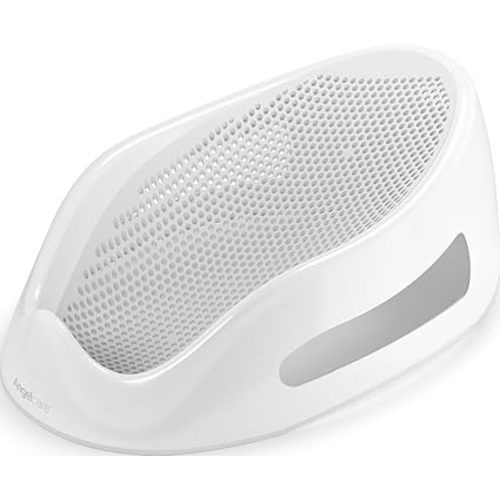 Angelcare Baby Bath Support, Grey, Birth to 6 Months, Made in Canada | Ergonomic soft-touch bath support keeps newborns secure and comfortable during bath time from birth up to 6 months or 20 lb.