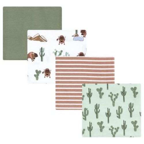 Luvable Friends Hudson Baby Infant Cotton Poly Flannel Receiving Blankets 4pk, Woodland Green