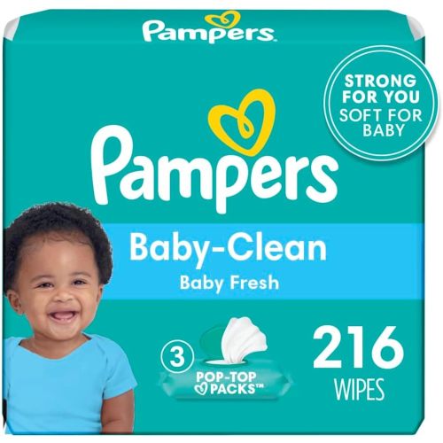 2X - Pampers Baby Clean Wipes, Baby Fresh Scented, 3 Flip-Top Packs (216 Wipes Total)