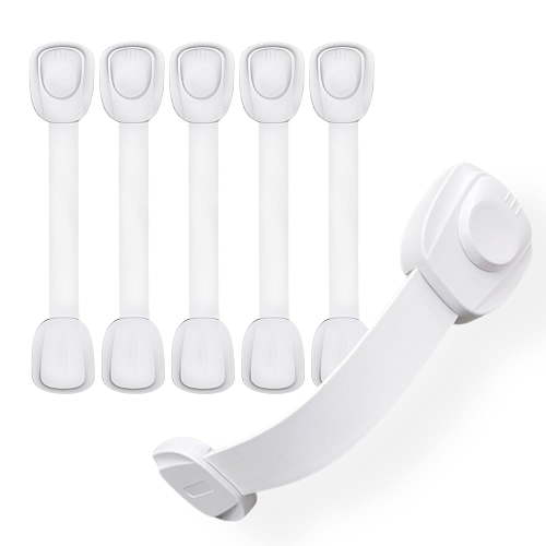 Moonybaby Universal Child Safety Strap Locks for Cabinets, Drawers, Toilet, Fridge & More, 6 Pack, White