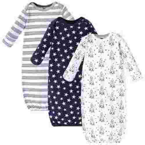 Hudson Baby Infant Boy Cotton Long-Sleeve Gowns 3pk, Rocket Ship, 0-6 Months