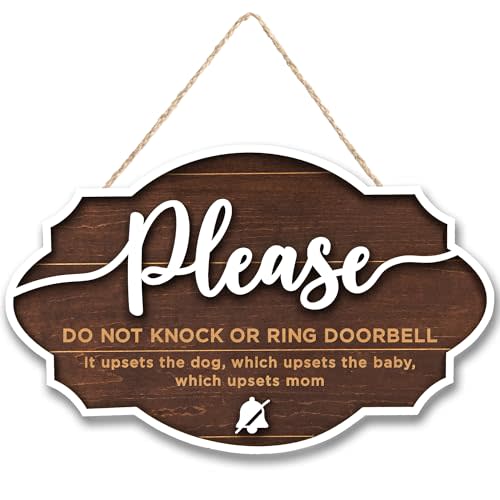 Woodamore Baby Sleeping Sign - No Knock, No Ring, No Soliciting, Shh Do Not Disturb