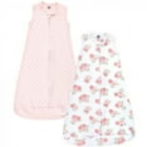Hudson Baby Infant Girl Interlock Cotton Sleeveless Sleeping Bag, Soft Pink Roses, 3-9 Months