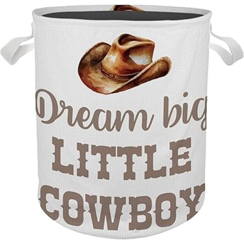 Western Cowboy Nursery Laundry Basket, Waterproof Collapsible Storage Bin Organizer for Bedroom, Bathroom, Baby Kids Room, Dorm - Clothes and Toys Hamper