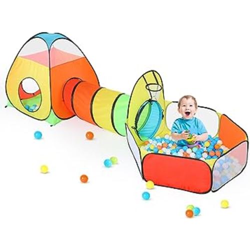 3pc Ball Pit for Toddlers with Kids Play Tent Baby Tunnel, Toys for Boys and Girls Indoor Outdoor, Pop Up Kids Fort Playhouse, Ball Pit Balls NOT Included
