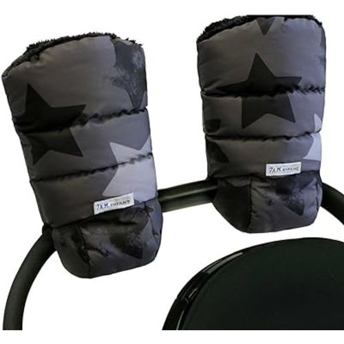 7AM Enfant Stroller Warmmuffs Gloves - Anti-Freeze Stroller Mittens for Handlebars, Water Repellent Hand Warmer Muff for Cold Weather, Plush Lined Stroller Warmmuffs | Winter Stroller Accessories