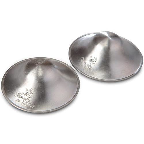 Moogco The Original Silver Nursing Cups - Nipple Shields for Nursing Newborn - Breastfeeding Essentials - Newborn Essentials Must Haves - Nipple Covers Breastfeeding - 925 Silver