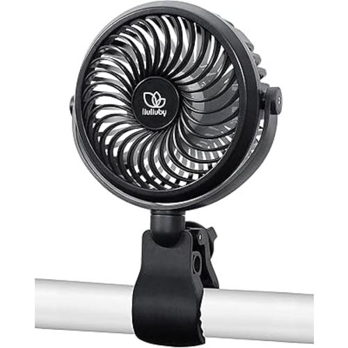 liuliuby Baby Stroller Fan with Clip | Clip On Fan for Baby Car Seat | Portable & Rechargeable with Durable Clamp | Stroller Accessories | Small Cooling USB Chargeable Battery (Carbon)