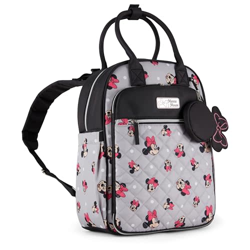 Disney Unisex Baby Travel Diaper Backpack| 16-Inches Height Multi-Functional Bag, Minnie Mouse with Paci Holder, Extra Large