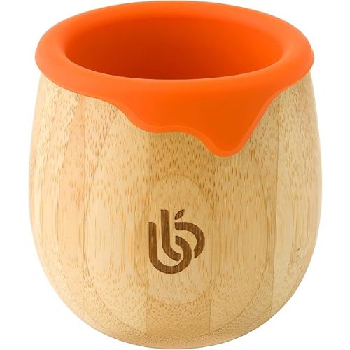 Bamboo Baby and Toddler Sippy Cup - 5 Oz Eco-Friendly Dinky Cup with Cute Silicone Drip Rim for Teeth and Gum Protection - Ideal Toddler Transition Cup (Orange)