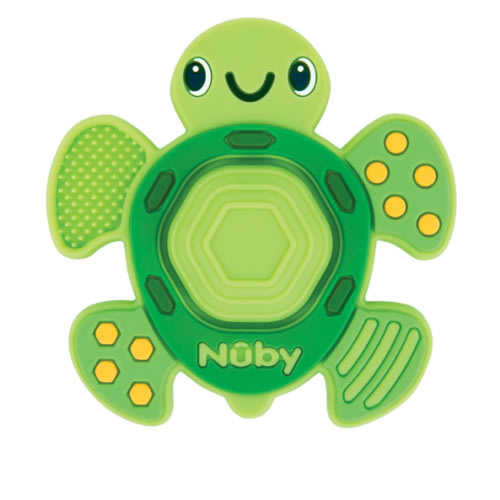 Nuby Teethe N' Pop Sensory Play Teether - Baby Teething Toy - 3+ Months - Turtle