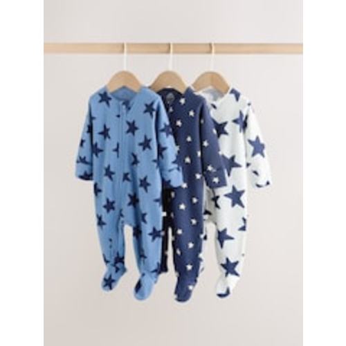 Buy Navy Star Two Way Zip Baby Sleepsuits 3 Pack (0-2yrs) from Next Australia