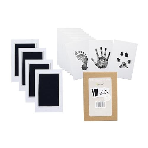 Pearhead Clean-Touch Ink Pad Kit, Mess-Free Inkless Handprint and Footprint Pad with Impression Cards, Suitable for Babies and Pets, Perfect Keepsake for Newborns and Small Animals, Pack of 4