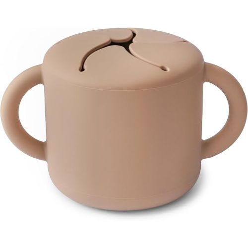 mushie Silicone Snack Cup | Spill Proof Food Container for Toddler and Baby (Natural)