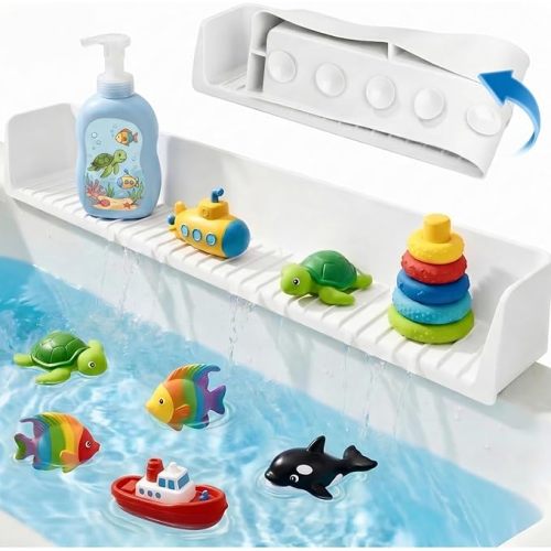 Bathtub Splash Guard for Tub Kids, Silicone White