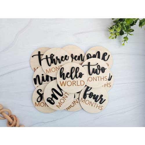 Baby Milestones Cards for Baby Photos | Monthly Milestone Markers | Hello World Hospital Sign | New Baby Gift | Baby Announcement Sign