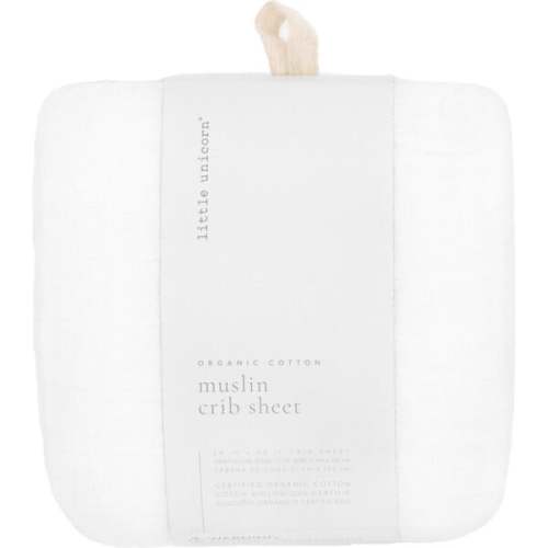 Organic Cotton Muslin Crib Sheet, White - Little Unicorn | Maisonette