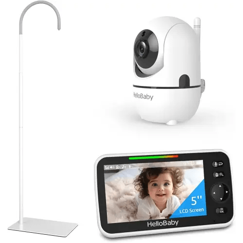 HelloBaby Baby Monitor with Floor Stand, 5'' Screen and 30-Hour Battery Life, Baby Monitor with Camera and Audio, Flexible Hello Baby Stand